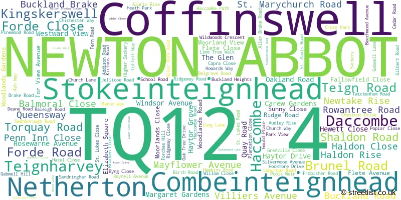 A word cloud for the TQ12 4 postcode